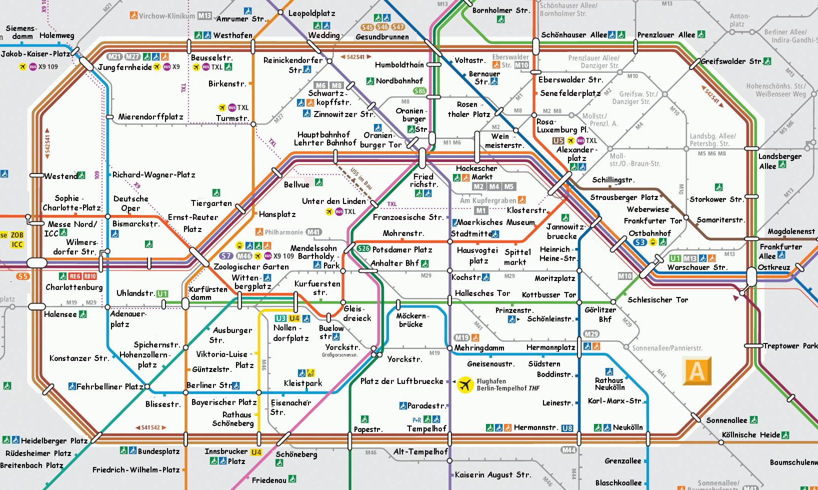 Berlin U-Bahn Map with actual names of Stations but in Comic Sans – A