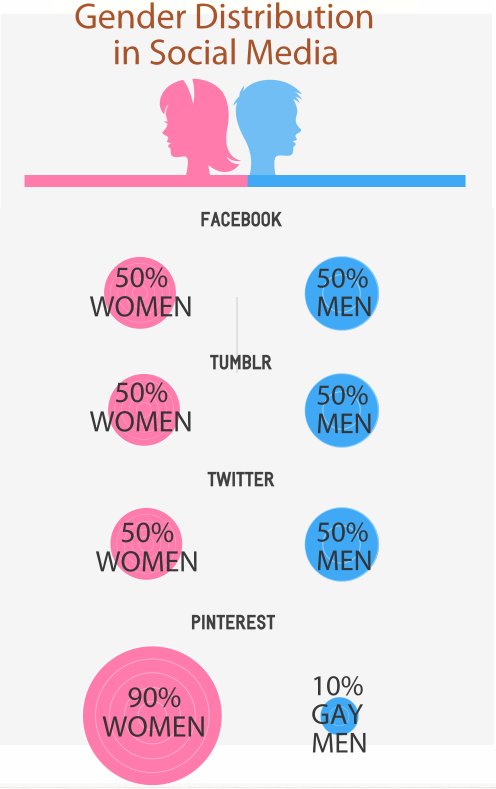 gender distribution in social media infographic